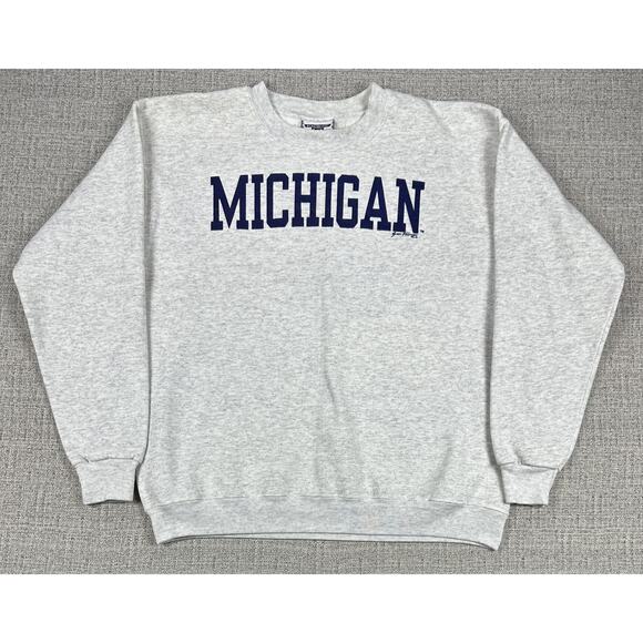 Michigan Wolverines Sweatshirt Mens Large Gray NCAA College Football Lee USA 90s - Picture 1 of 12